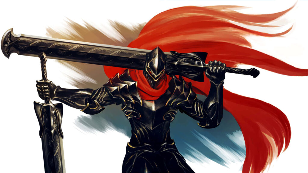 Mysterious Dark Overlord Wallpaper with Vibrant Red Cape