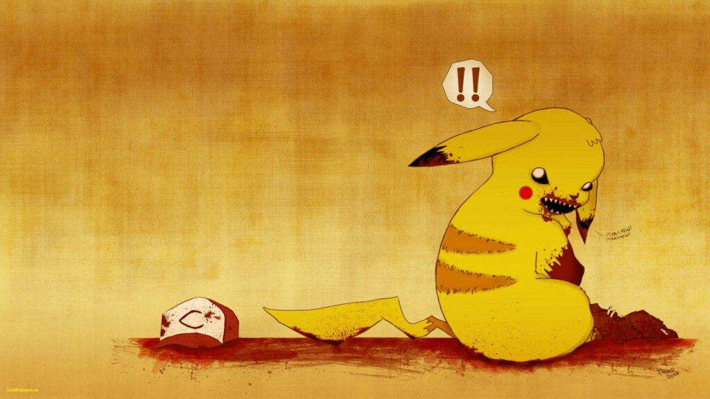 Monstrous Pikachu Devours Ash in a Dark and Gory Fan Art Wallpaper