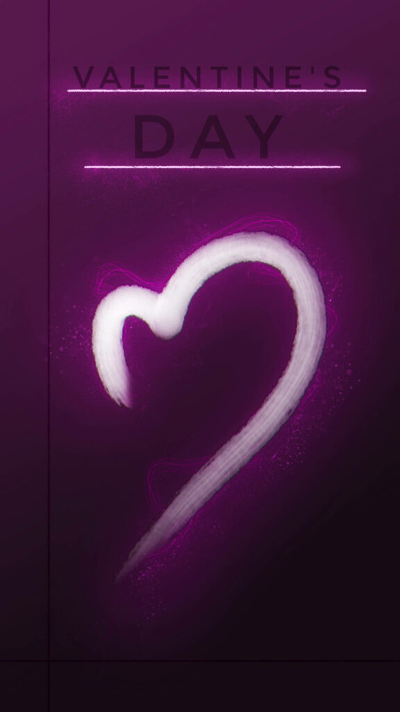 Radiant Dark Purple Valentine's Day Wallpaper with Artistic Heart Design