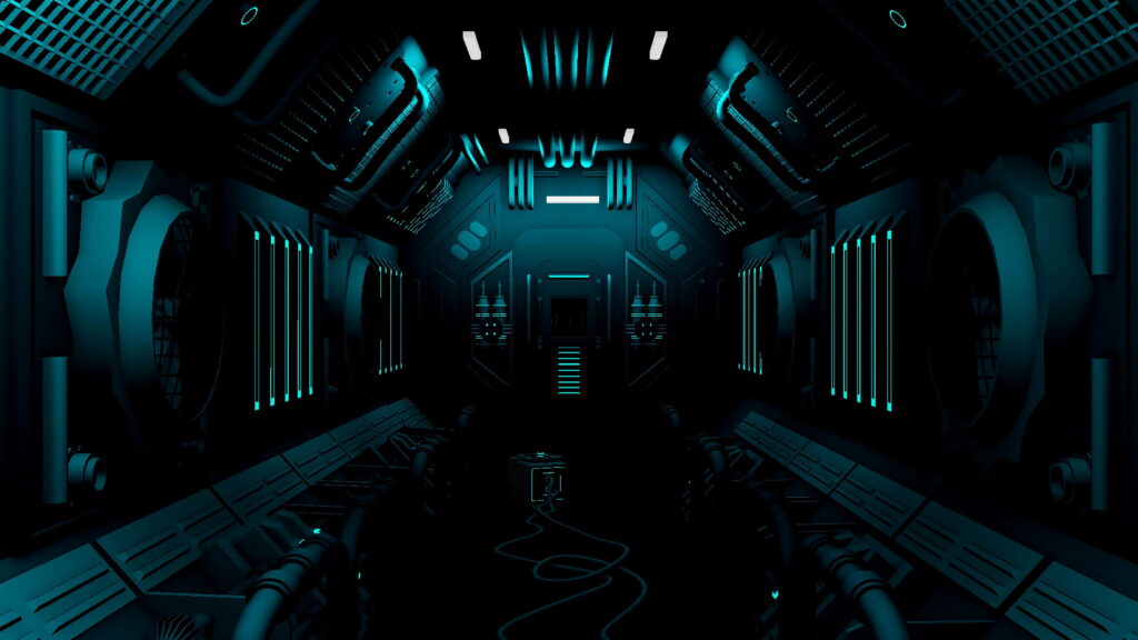 3840x2160 UHD 4K Dark Sci-Fi Station: Exploring the Mysterious Corridor Wallpaper