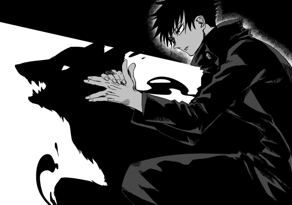 Shadow Manipulation: Megumi in Mesmerizing 4k Jujutsu Kaisen Illustration Wallpaper
