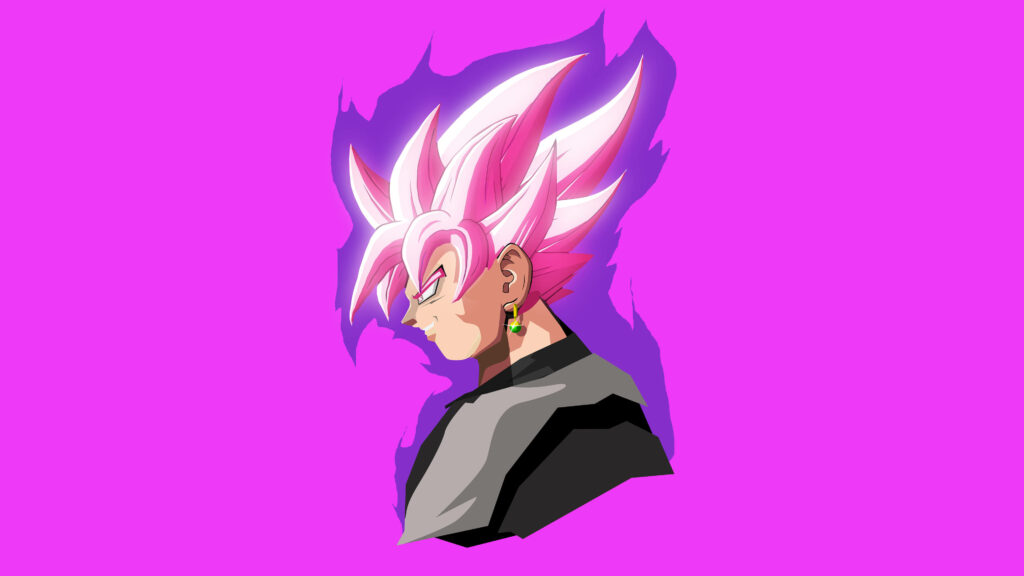 Radiant Pink: Goku Black's Side Profile for iPhone Wallpaper