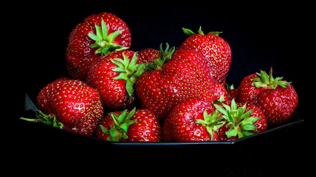Wickedly Delicious: Dark Aesthetic Strawberry Desktop Wallpaper