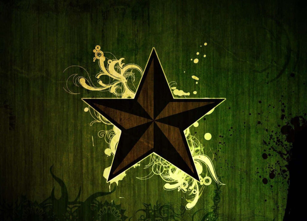 Dark Star Wallpaper: Intricate Designs on Vibrant Green Background