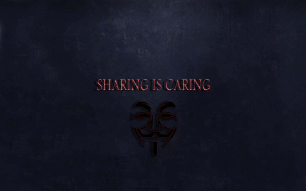 Dark Textured Wallpaper: 'Sharing is Caring' with Stylish Mask Design