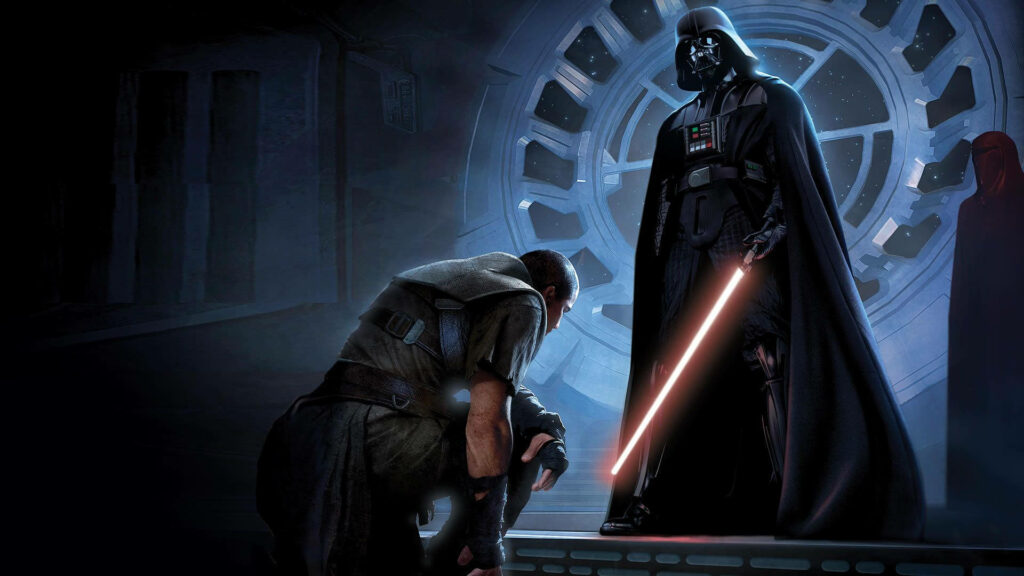 Menacing Darth Vader Wallpaper: Power and Submission in Star Wars
