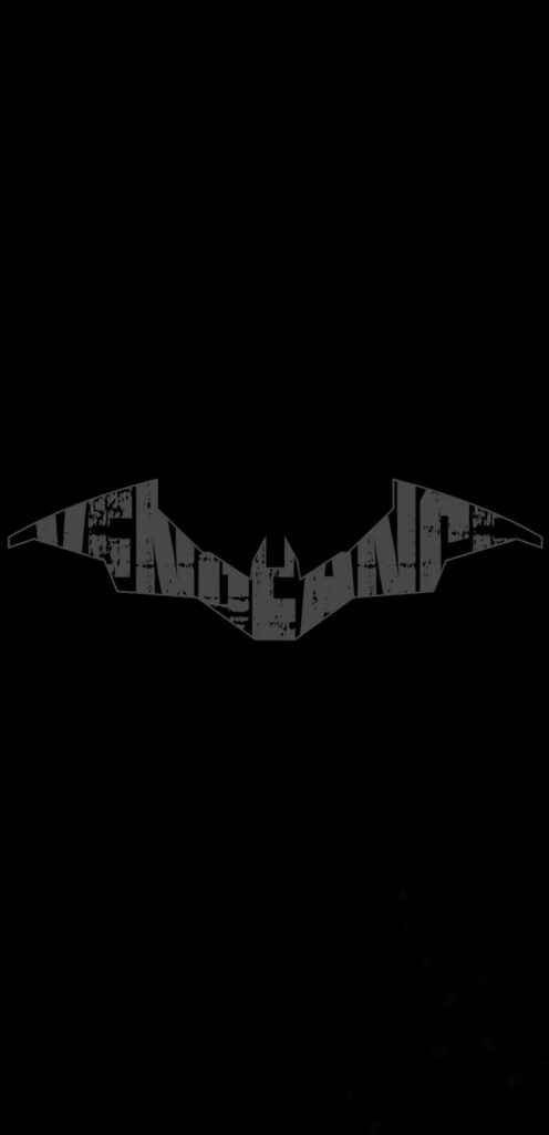 Dark intense iPhone wallpaper with weathered Vengeance Batman logo on solid black background