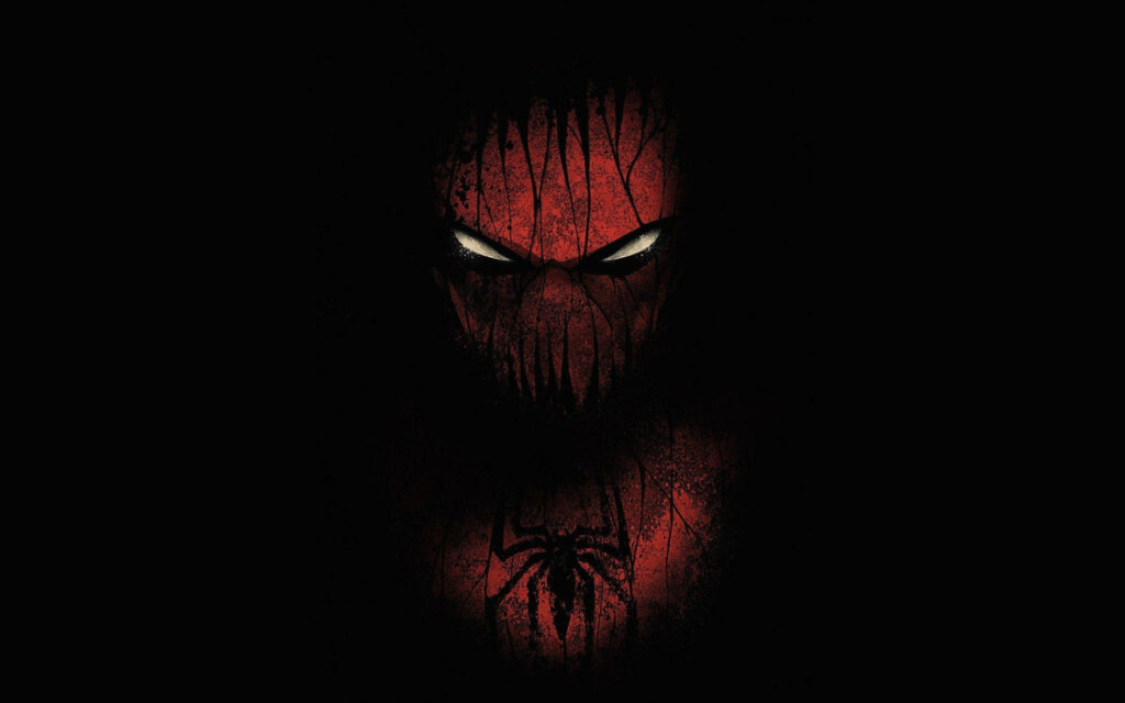 The Dark Vengeance of Angry Spiderman in Shadows - Mesmerizing Black Background Image Wallpaper