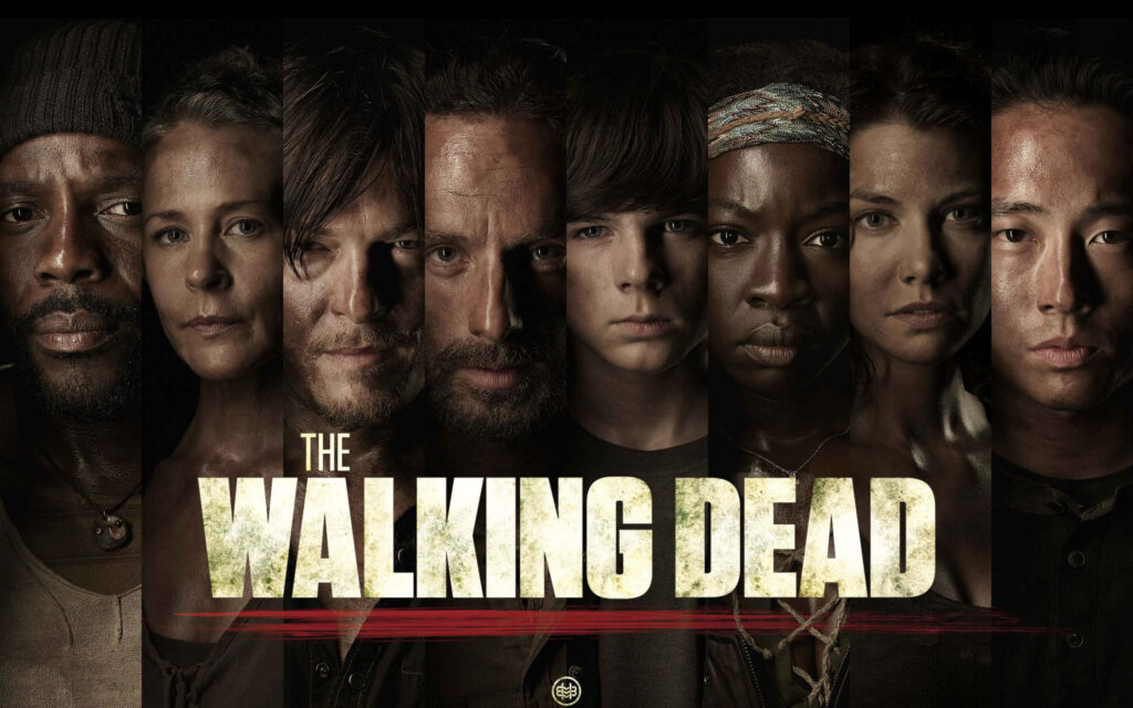 Intense *The Walking Dead* Wallpaper: Characters in a Dark Atmosphere