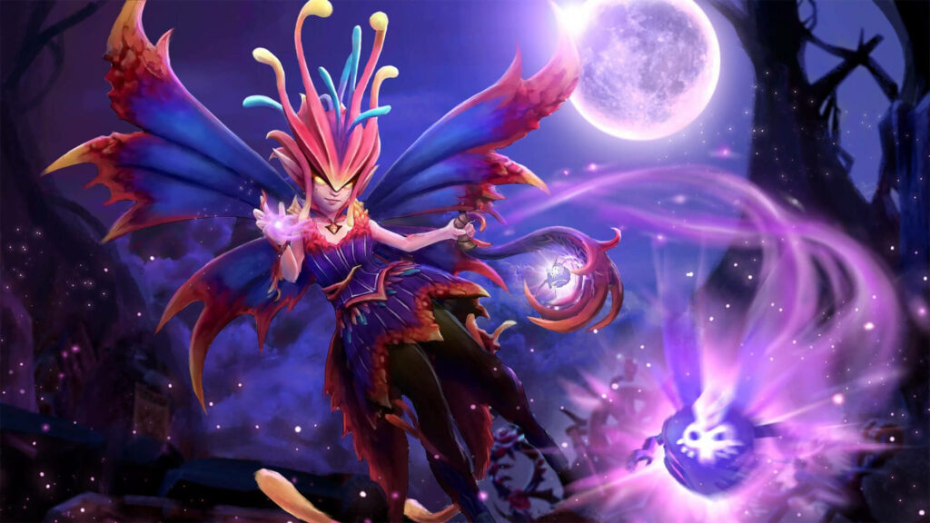 Mireska Sunbreeze and the Luminous Jex Basking in the Vivid Violet Moonlight Wallpaper