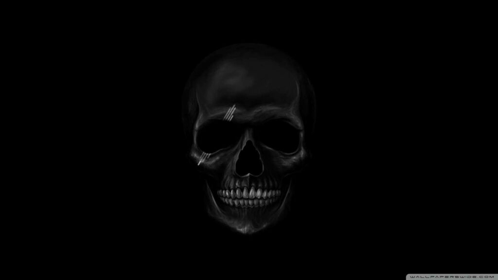 Shadowy Skull: A Striking HD Wallpaper with a Chic Black Background