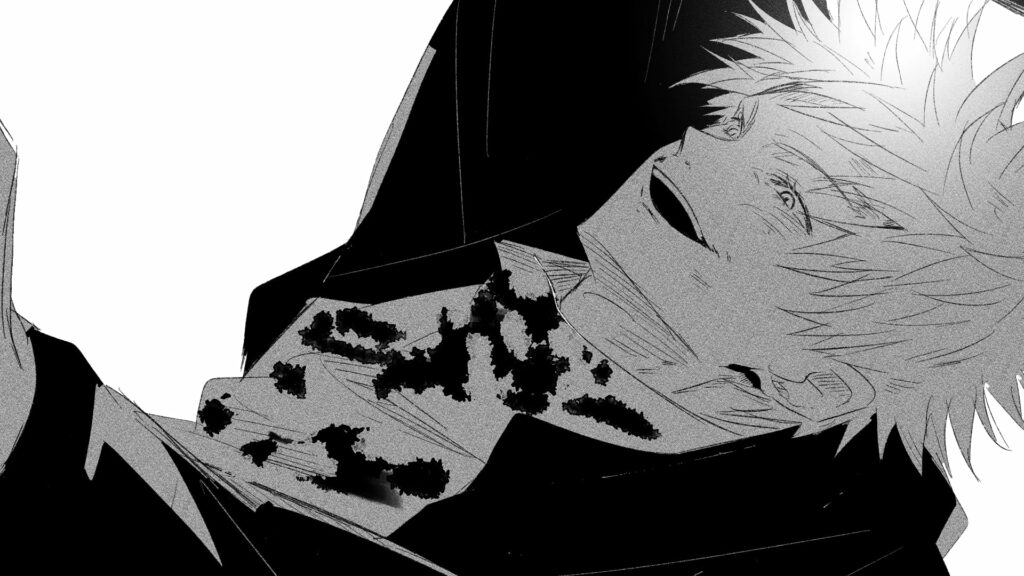 Jujutsu Kaisen's Aura of Power: Captivating Black and White Anime Wallpaper Featuring Satoru Gojo