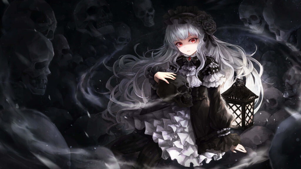 The Morbid Beauty of Gothic Anime: An Adorable iPhone Lock Screen Wallpaper