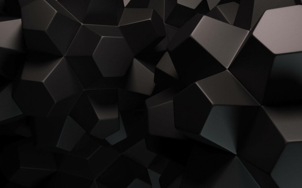 Hexagonal Madness: A Captivating 3D Black-Polygons Wallpaper for Your Dark Side in QHD 2K 2560x1600 Resolution