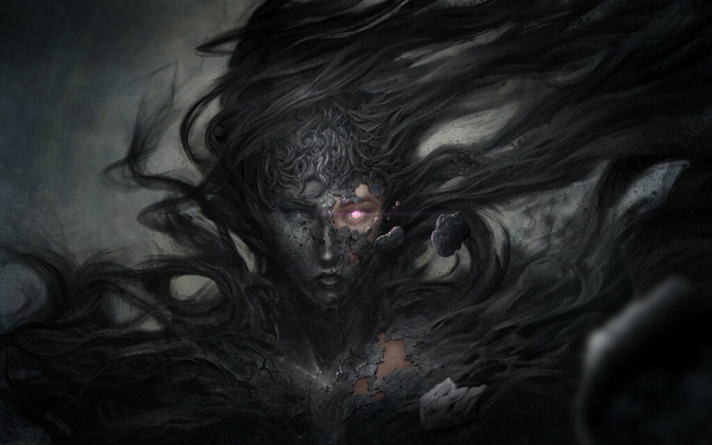 Exquisite Portrayal of Bewitching Entities in a Dark and Captivating Artwork Wallpaper