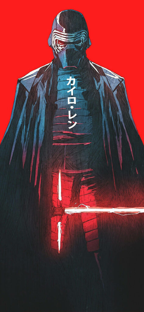 The Dark Side Ignites: Kylo Ren Wields His Fiery Lightsaber - Epic Star Wars 4k Iphone Background Wallpaper