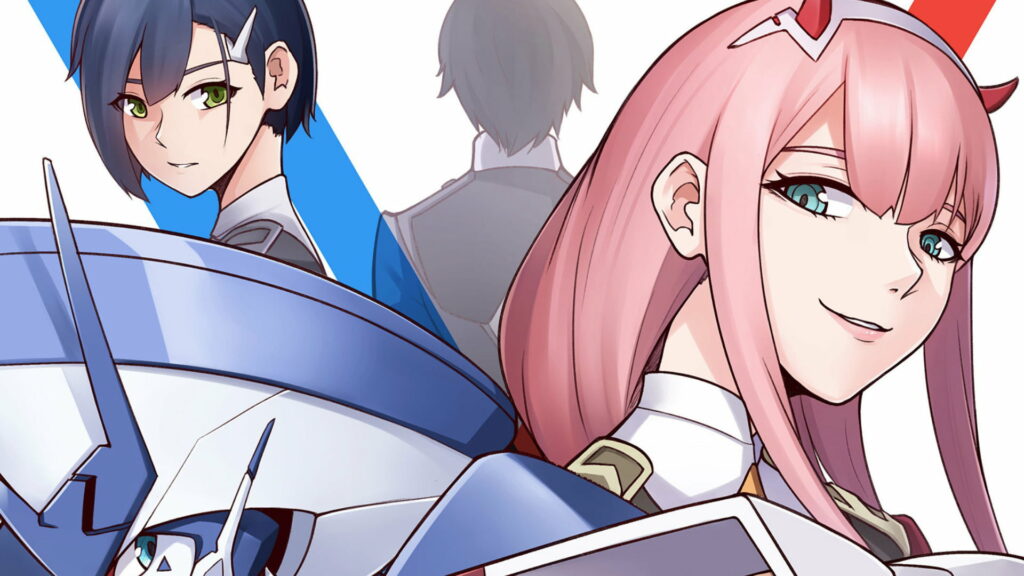 Destined Duo: Zero Two and Hiro - Captivating Anime Wallpaper in HD