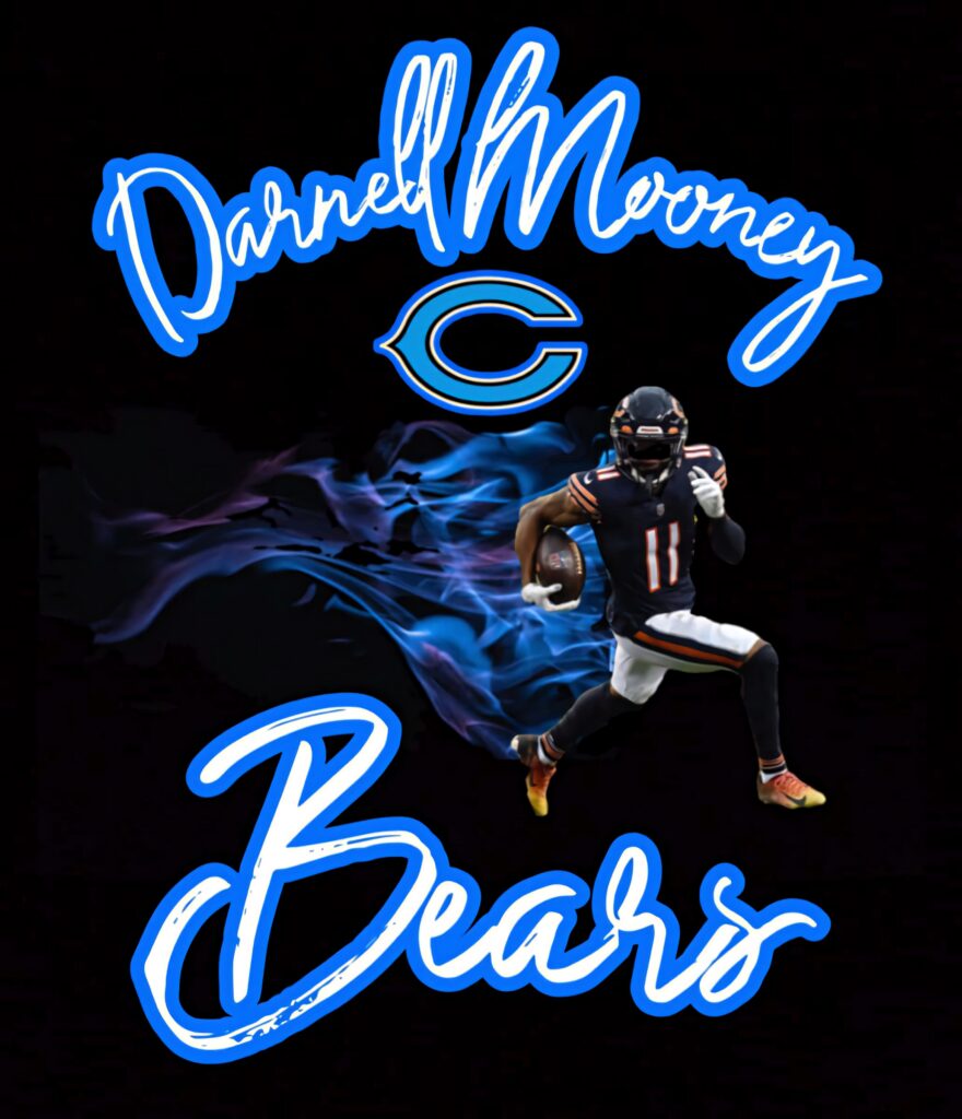 Darnell Mooney Chicago Bears dynamic wallpaper blue flame effect black background Bears logo