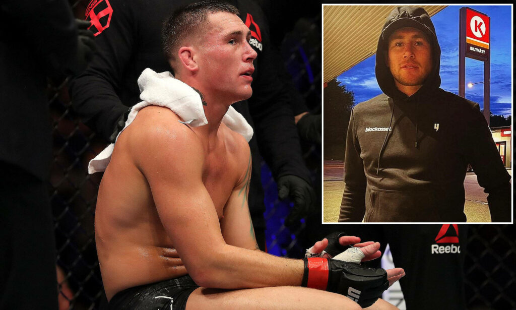 Darren Till seated after match showing determination with outdoor training inset highlighting focus Wallpaper