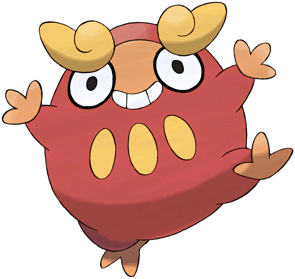 Darumaka Fire-type Pokémon mid-leap vibrant red yellow wallpaper anime energetic playful design