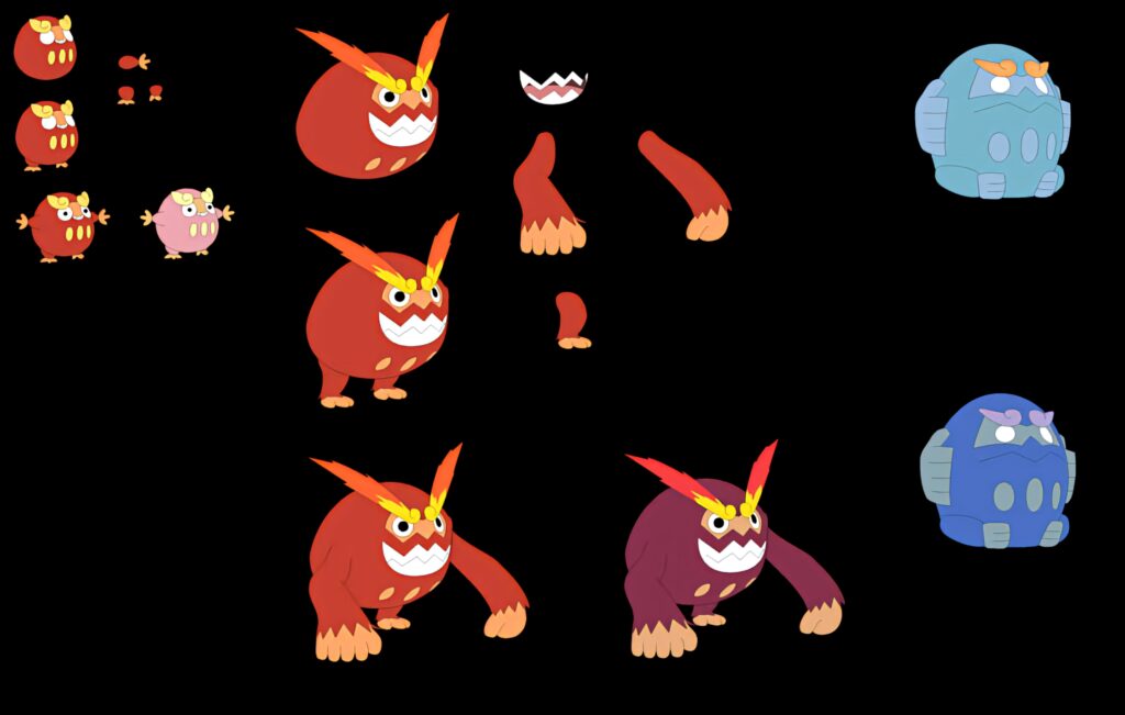 Darumaka and Darmanitan evolution set wallpaper showing fiery red and icy blue Galarian forms