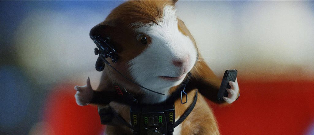 Darwin tactical guinea pig from Disney G-Force with high-tech headset CGI wallpaper background