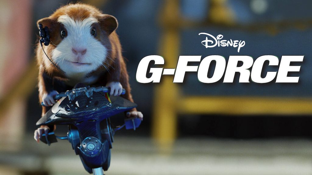 Darwin the tactical guinea pig in headset riding high-tech vehicle G-Force CGI wallpaper