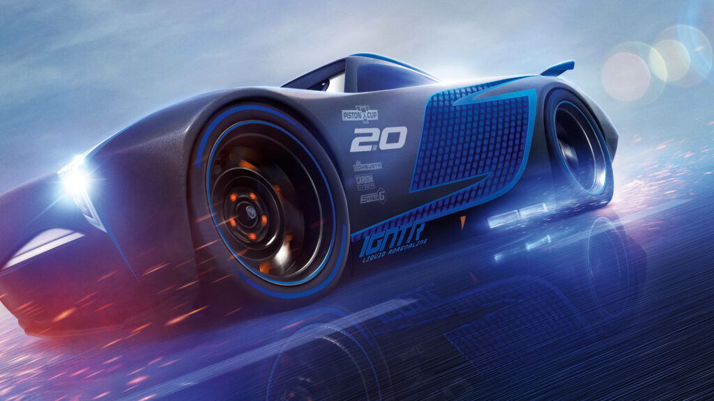 Captivating 8K Masterpiece: Jackson Storm Speeds Through in Cars 3 Wallpaper