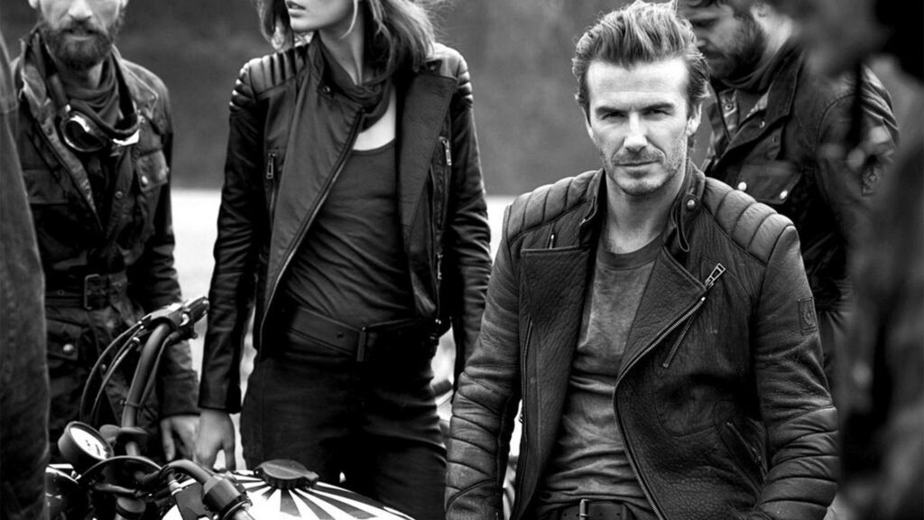 David Beckham's Timeless Style in Belstaff – Monochrome Wallpaper Background