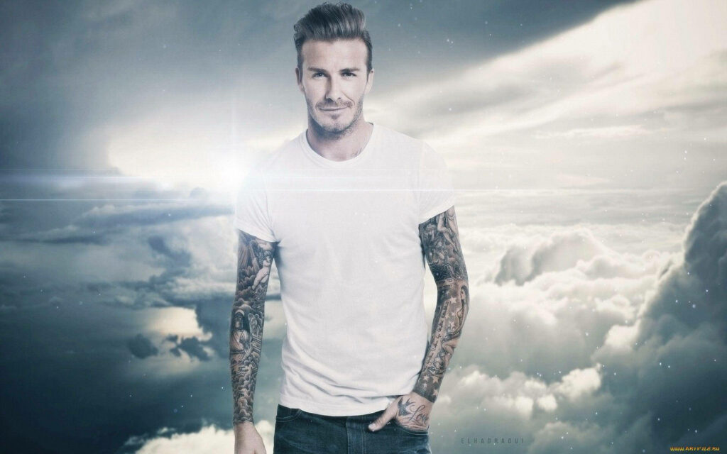 David Beckham's Iconic Tattoos: Stunning Cloud & Light Wallpaper