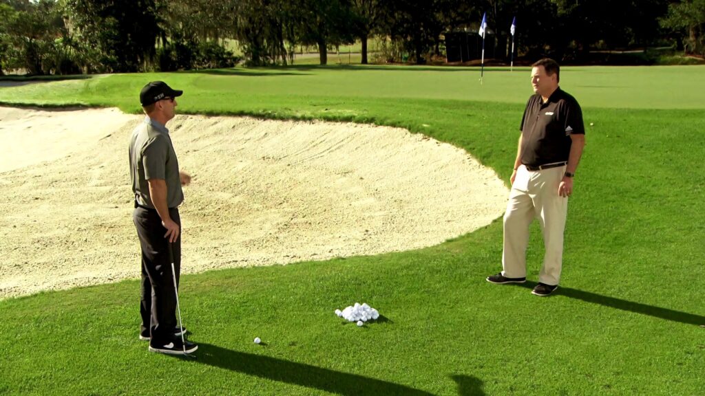David Duval on green golf course with caddie golf balls sand bunker natural daylight wallpaper