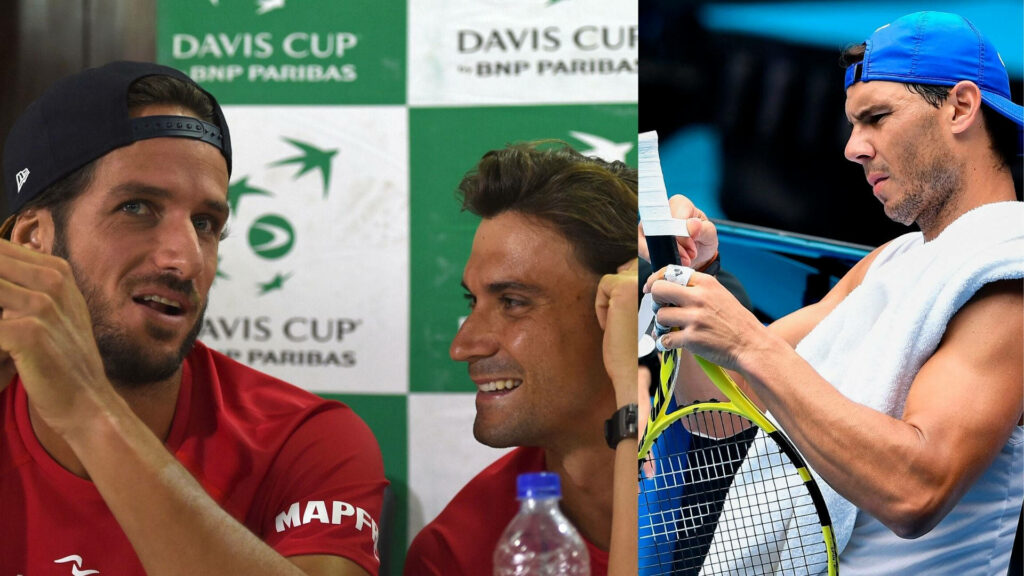 David Ferrer Feliciano Lopez Rafael Nadal Davis Cup tennis players camaraderie wallpaper background
