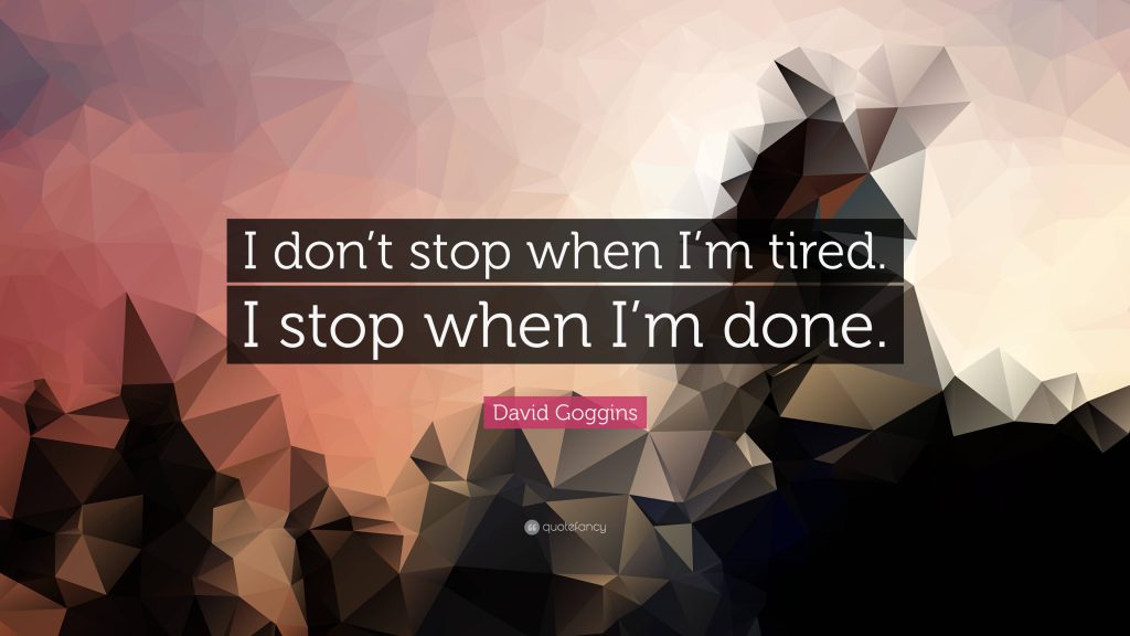 4K wallpaper with David Goggins motivational quote low poly art deep shadows sunset tones
