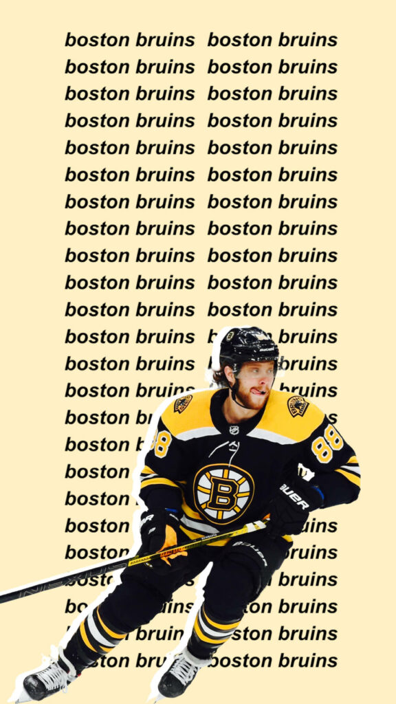 David Pastrnak Boston Bruins in uniform with hockey stick dynamic wallpaper background design