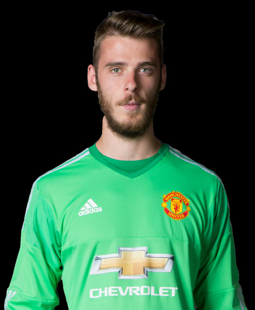 David de Gea in bright green Manchester United goalkeeper kit showing focus and confidence Wallpaper
