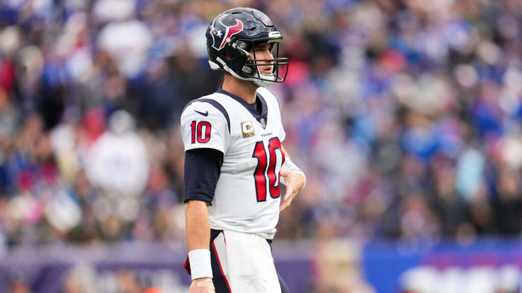 Davis Mills Houston Texans quarterback number 10 in action NFL stadium football wallpaper background