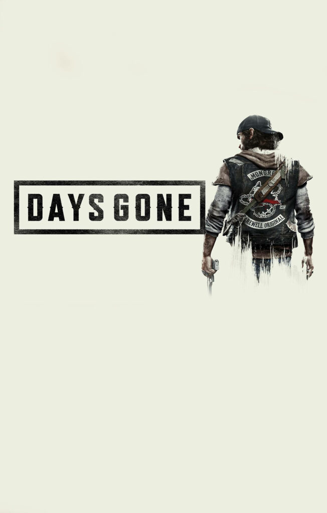 Deacon St John Days Gone minimalist wallpaper biker jacket rugged style white background
