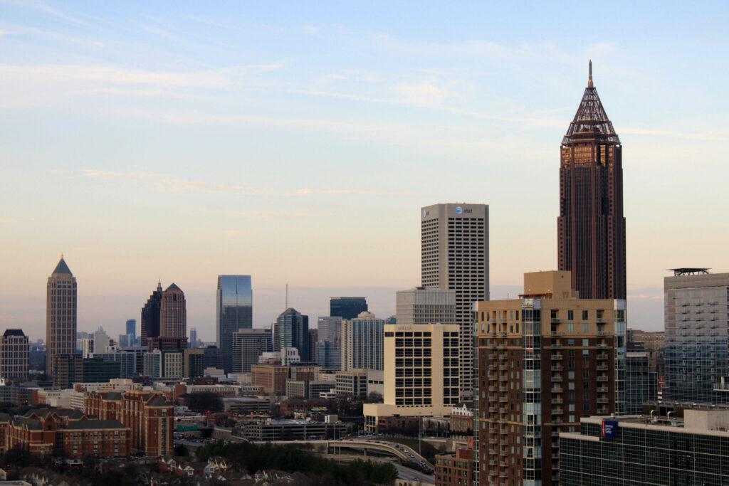 Daytime Atlanta Skyline Wallpaper: Iconic Urban Landscape Background