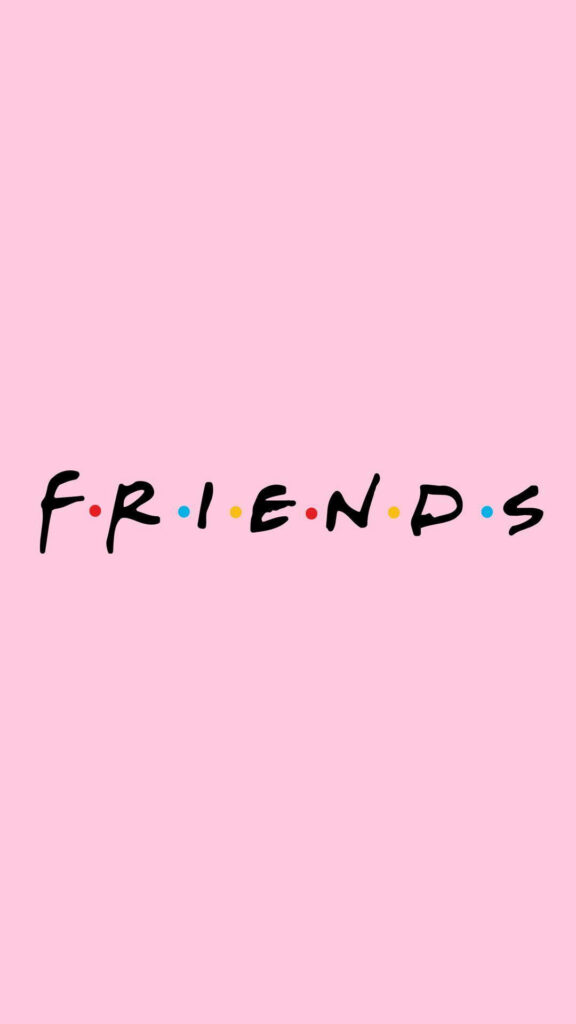Unforgettable Friends Logo Embraced by the Enchanting Pastel Pink Atmosphere Wallpaper