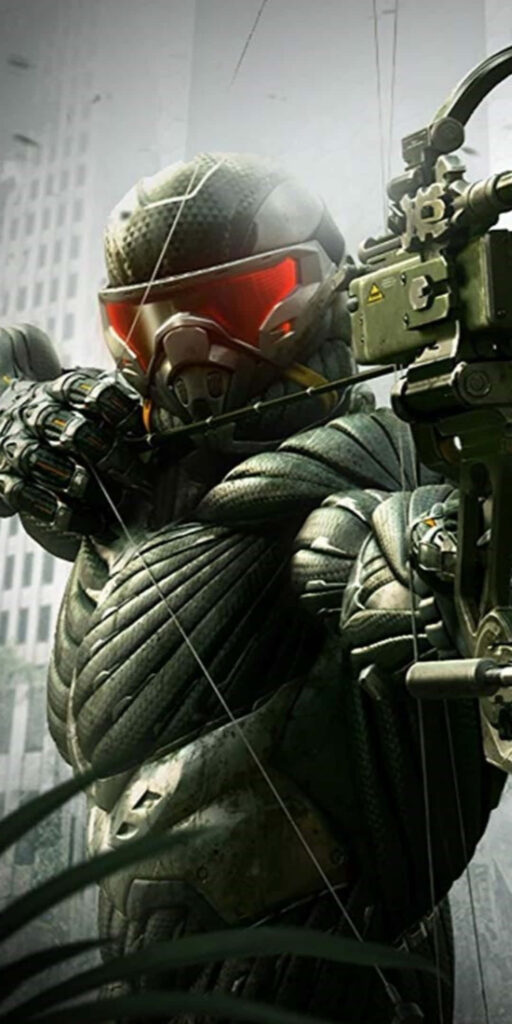 Dynamic Crysis 3 Wallpaper: Alcatraz in Nanosuit Amid Urban Warfare Backdrop