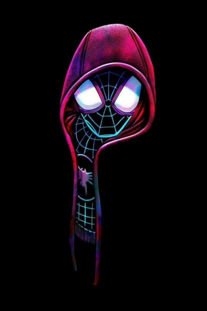 Neon Streaks: Miles Morales Shines as Spider-Man in the Dark Wallpaper