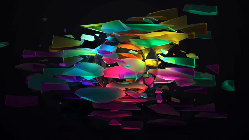 Vivid Technicolor Glass Shards: 4D Ultra HD Background Capture Wallpaper