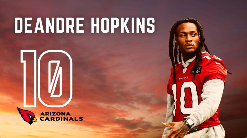 DeAndre Hopkins Arizona Cardinals wallpaper dynamic pose warm gradient background NFL football