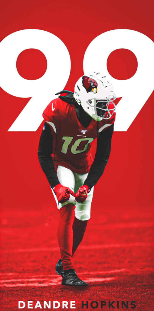 DeAndre Hopkins Arizona Cardinals number 10 dynamic wallpaper bold red background athletic stance