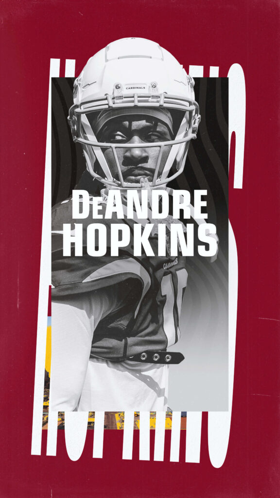 DeAndre Hopkins Cardinals football poster wallpaper bold monochrome maroon background intense focus
