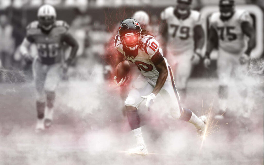 DeAndre Hopkins Texans jersey football action dynamic wallpaper fiery smoky motion effects background