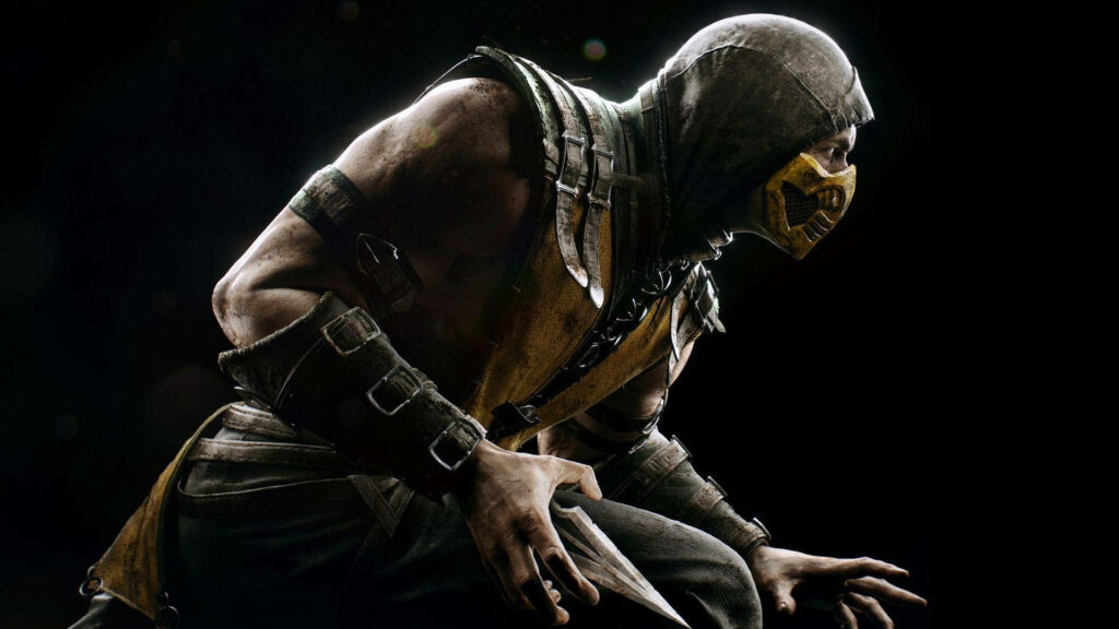 Inferno Unleashed: Scorpion, the Iconic Mortal Kombat X Fighter, Engages in a Fierce Battle Wallpaper