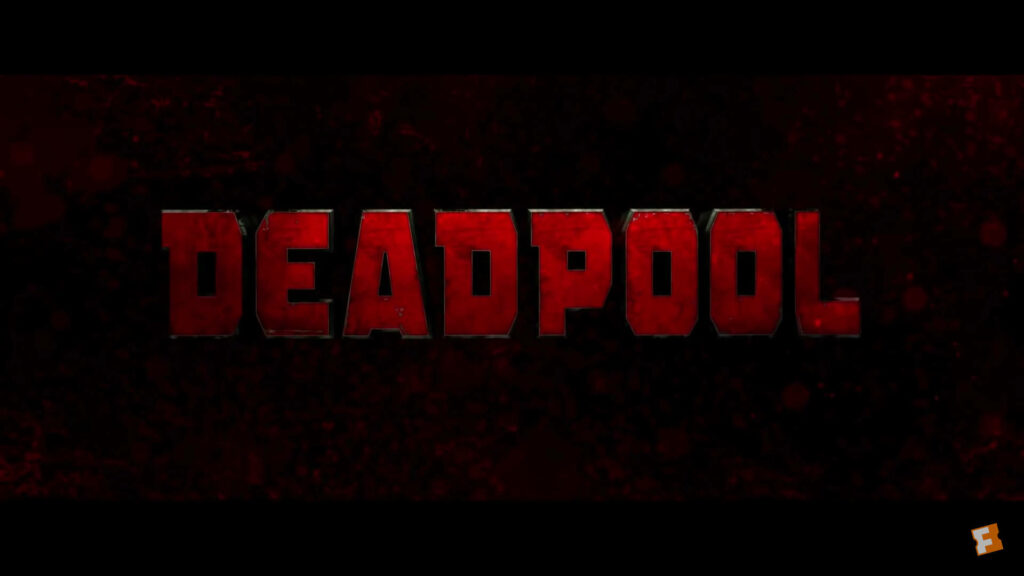 Red-Hot Deadpool Portrait: An Ultra High Definition Image Featuring the Character's Name in Bold Crimson Font Against a Sleek Ebony Backdrop Wallpaper