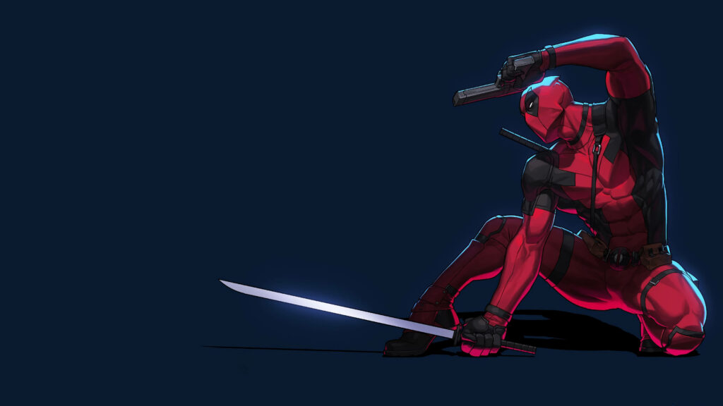 Deadpool's Dynamic Dual-Wielding: A Stunning 4k Illustration of the Merc with a Mouth, Ready for Action! Wallpaper