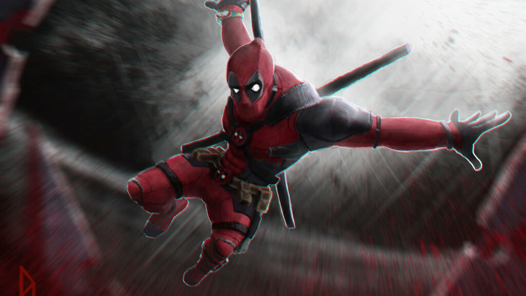 Deadpool Unleashed: The Blurry Symphony of Motion Wallpaper